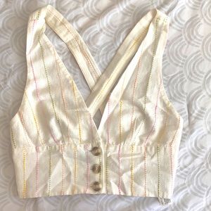 Forever 21 Cropped V-Neck Criss Cross Back Top